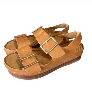 Kelsi Dagger Brooklyn Diary Platform Slingback Sandals Light Saddle Brown Sz 7.5